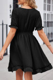 Celebrities Elegant Polka Dot Solid Color V Neck Waist Skirt Dresses