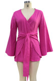 Casual Solid Bandage V Neck A Line Dresses