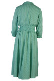 Elegant Striped Buckle Turndown Collar Long Sleeve Two Pieces