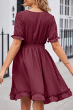 Celebrities Elegant Polka Dot Solid Color V Neck Waist Skirt Dresses