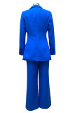 Work Elegant Solid Patchwork Turn-back Collar Long Sleeve Two Pieces