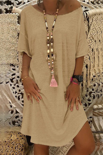Casual Daily Solid O Neck T-shirt Dress Dresses