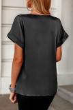Daily Simplicity Solid Pocket V Neck T-Shirts