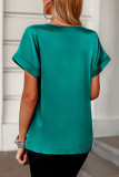 Daily Simplicity Solid Pocket V Neck T-Shirts