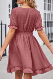 Celebrities Elegant Polka Dot Solid Color V Neck Waist Skirt Dresses