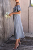 Elegant Solid Flounce V Neck A Line Dresses