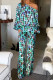Casual Elegant Print Pocket Oblique Collar Long Sleeve Two Pieces