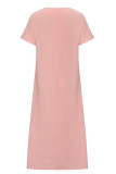 Casual Print Patchwork U Neck Short Sleeve Dress Dresses