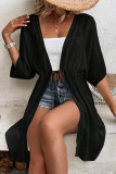 Casual Vacation Solid Frenulum Swimwears Cover Up