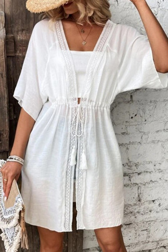 Casual Vacation Solid Frenulum Swimwears Cover Up