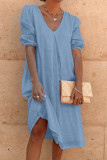 Casual Solid V Neck A Line Dresses