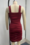 Sexy Solid Fold Halter Wrapped Skirt Dresses