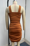 Sexy Solid Fold Halter Wrapped Skirt Dresses