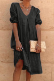 Casual Solid V Neck A Line Dresses