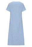 Casual Print Patchwork U Neck Short Sleeve Dress Dresses