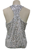 Sexy Solid Sequins U Neck Tops