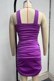 Sexy Solid Fold Halter Wrapped Skirt Dresses