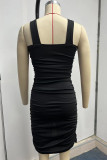 Sexy Solid Fold Halter Wrapped Skirt Dresses
