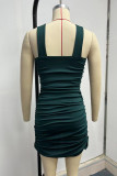 Sexy Solid Fold Halter Wrapped Skirt Dresses