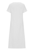 Casual Print Patchwork U Neck Short Sleeve Dress Dresses