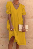 Casual Solid V Neck A Line Dresses