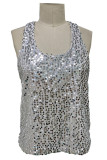 Sexy Solid Sequins U Neck Tops
