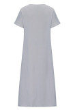 Casual Print Patchwork U Neck Short Sleeve Dress Dresses