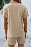 Casual Daily Solid V Neck Short Sleeve Two Pieces
