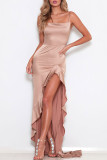 Sexy Celebrities Solid Flounce Princess Dresses