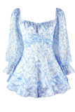 Sweet Elegant Floral Bandage Flounce Square Collar Loose Rompers