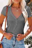 Casual Solid Patchwork V Neck T-Shirts
