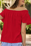 Sweet Solid Flounce Off the Shoulder Tops