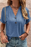 Casual Solid Patchwork V Neck T-Shirts