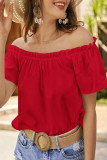 Sweet Solid Flounce Off the Shoulder Tops