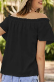 Sweet Solid Flounce Off the Shoulder Tops