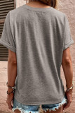Casual Solid Patchwork V Neck T-Shirts