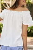 Sweet Solid Flounce Off the Shoulder Tops