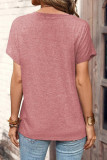 Casual Solid Buttons O Neck T-Shirts