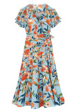Elegant Floral Frenulum V Neck A Line Dresses