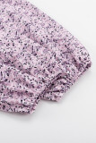 Elegant Floral Hollowed Out V Neck A Line Dresses