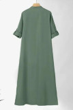 Casual Solid Buttons Mandarin Collar A Line Dresses