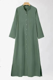 Casual Solid Buttons Mandarin Collar A Line Dresses