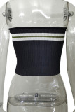 Sexy Striped Contrast Strapless Tops