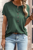 Casual Solid Buttons O Neck T-Shirts