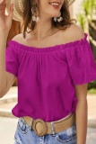 Sweet Solid Flounce Off the Shoulder Tops