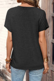 Casual Solid Buttons O Neck T-Shirts