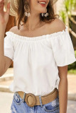 Sweet Solid Flounce Off the Shoulder Tops