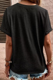 Casual Solid Patchwork V Neck T-Shirts