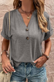 Casual Solid Patchwork V Neck T-Shirts