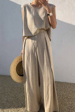 Casual Solid O Neck Sleeveless Two Pieces